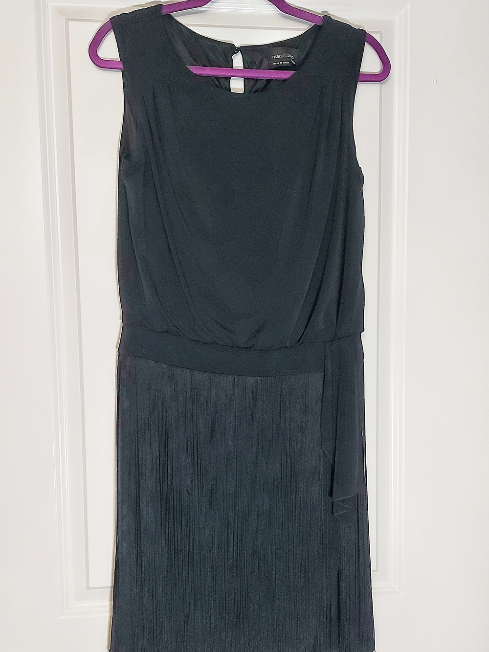 Max & Cleo Black Sleeveless Fringe Flapper Midi Dress